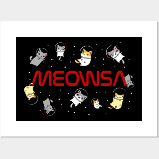 Funny Space Astronaut Cat Gifts Men Women Kids Cats Space Posters and Art